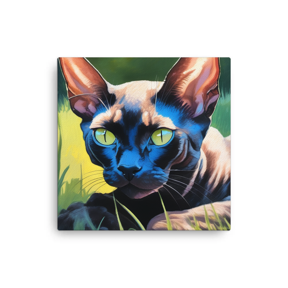 PugMug Custom Black Devon Rex Cat Canvas