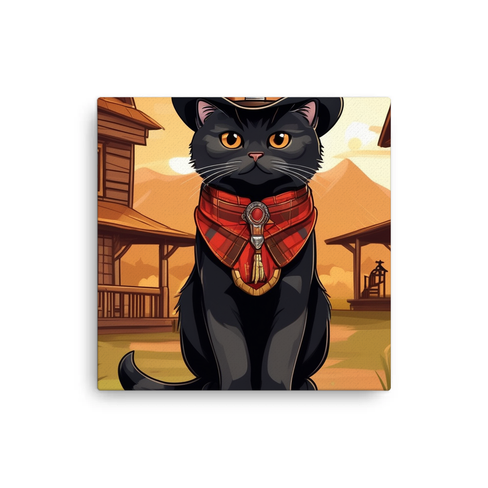 PugMug Custom Black Scottish Fold Cat Canvas