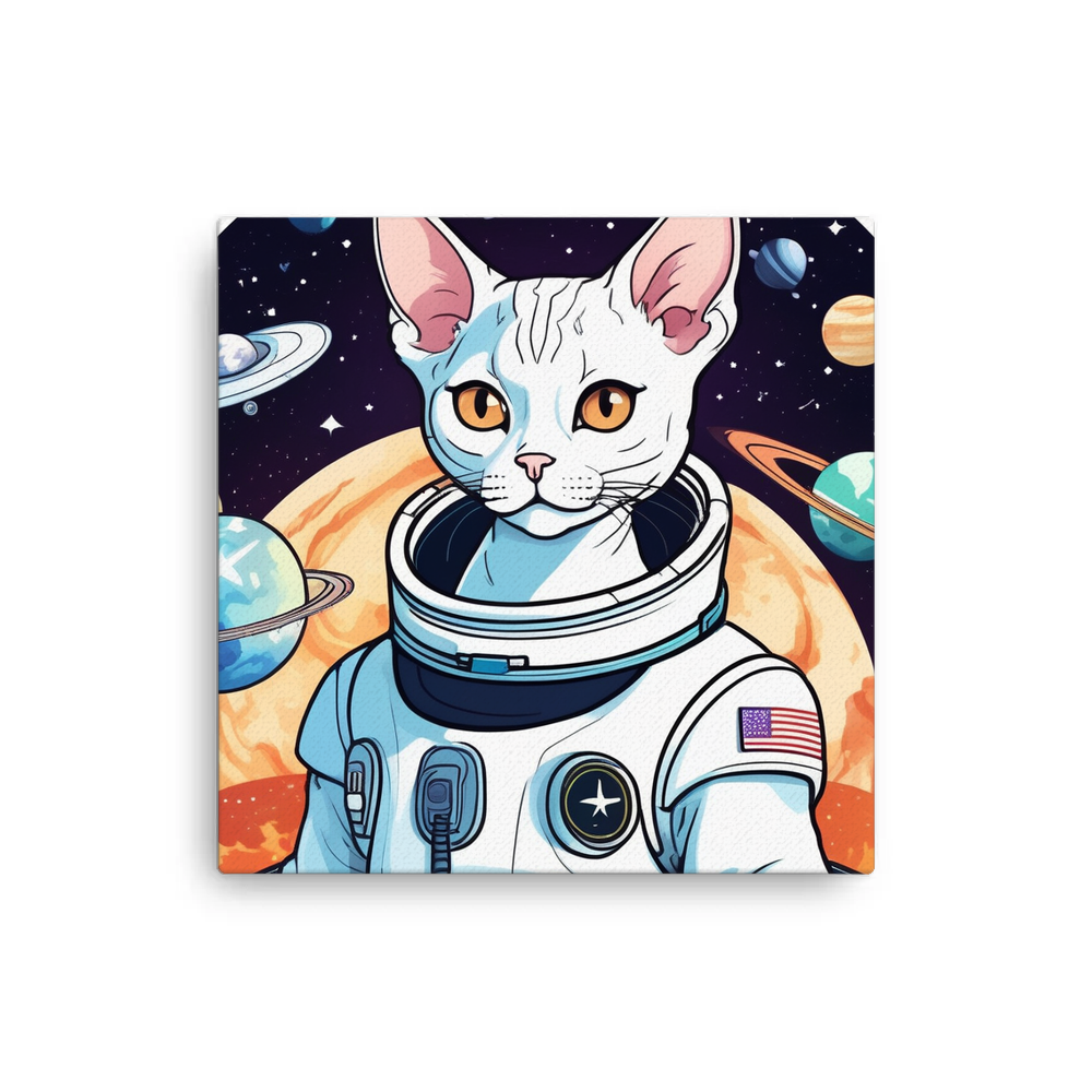 PugMug Custom White Devon Rex Cat Canvas