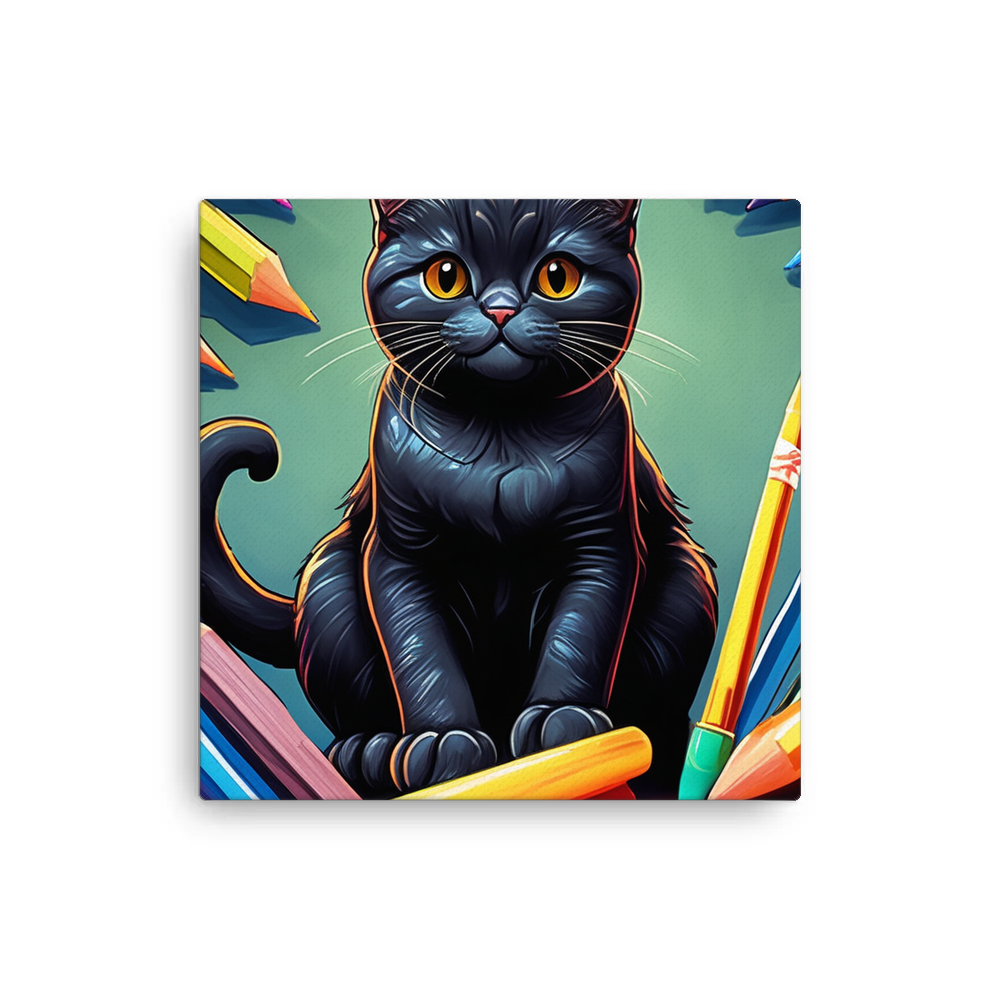 PugMug Custom Black British Shorthair Cat Canvas