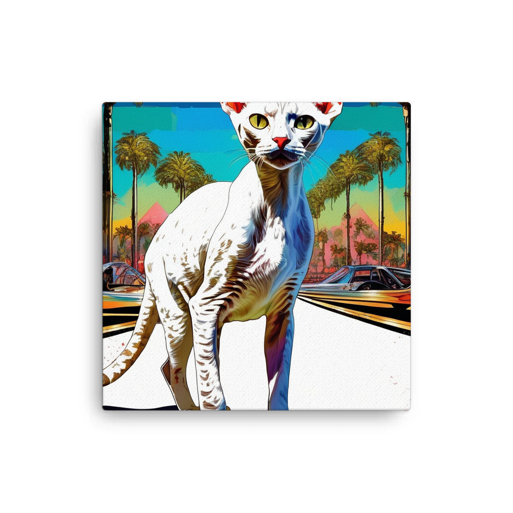 PugMug Custom White Devon Rex Cat Canvas