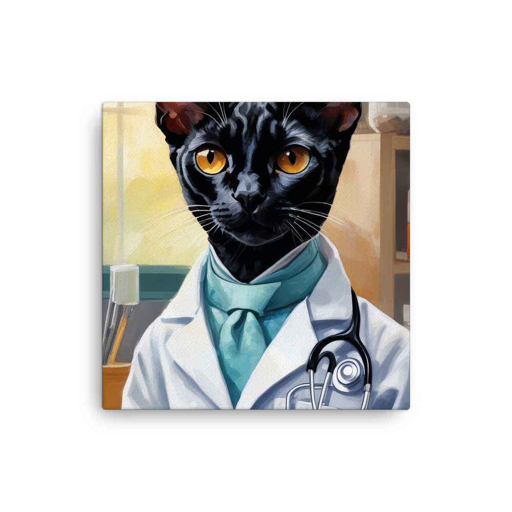 PugMug Custom Black Devon Rex Cat Canvas