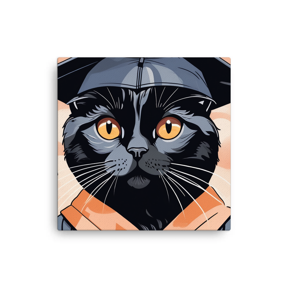 PugMug Custom Black Scottish Fold Cat Canvas
