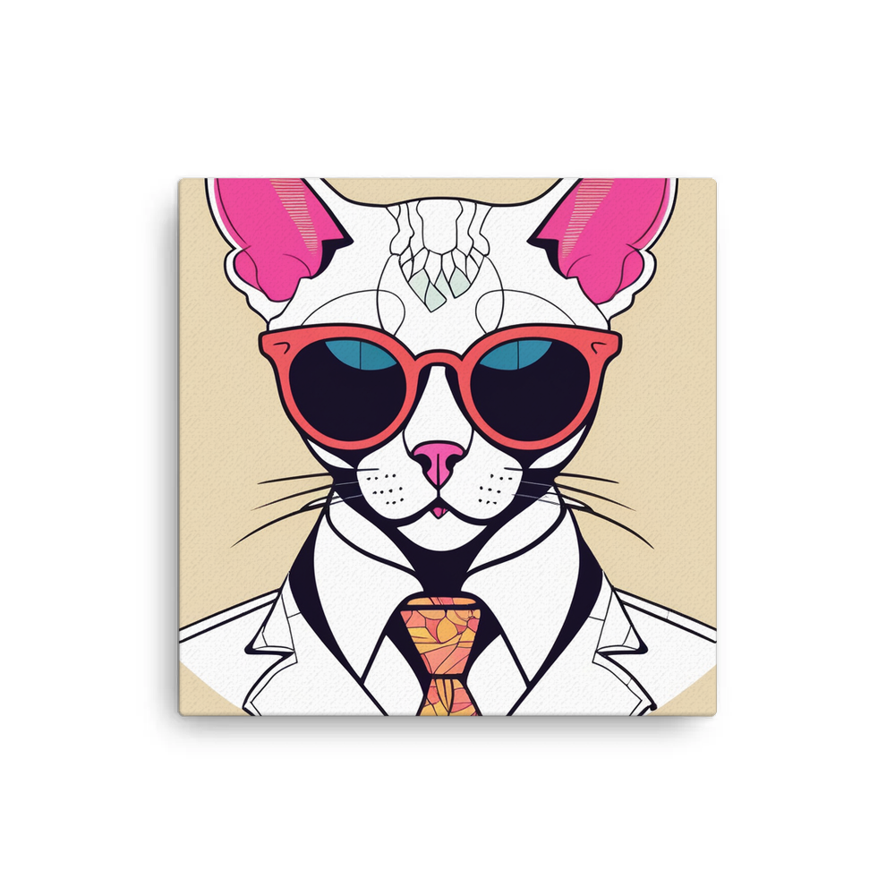 PugMug Custom White Devon Rex Cat Canvas