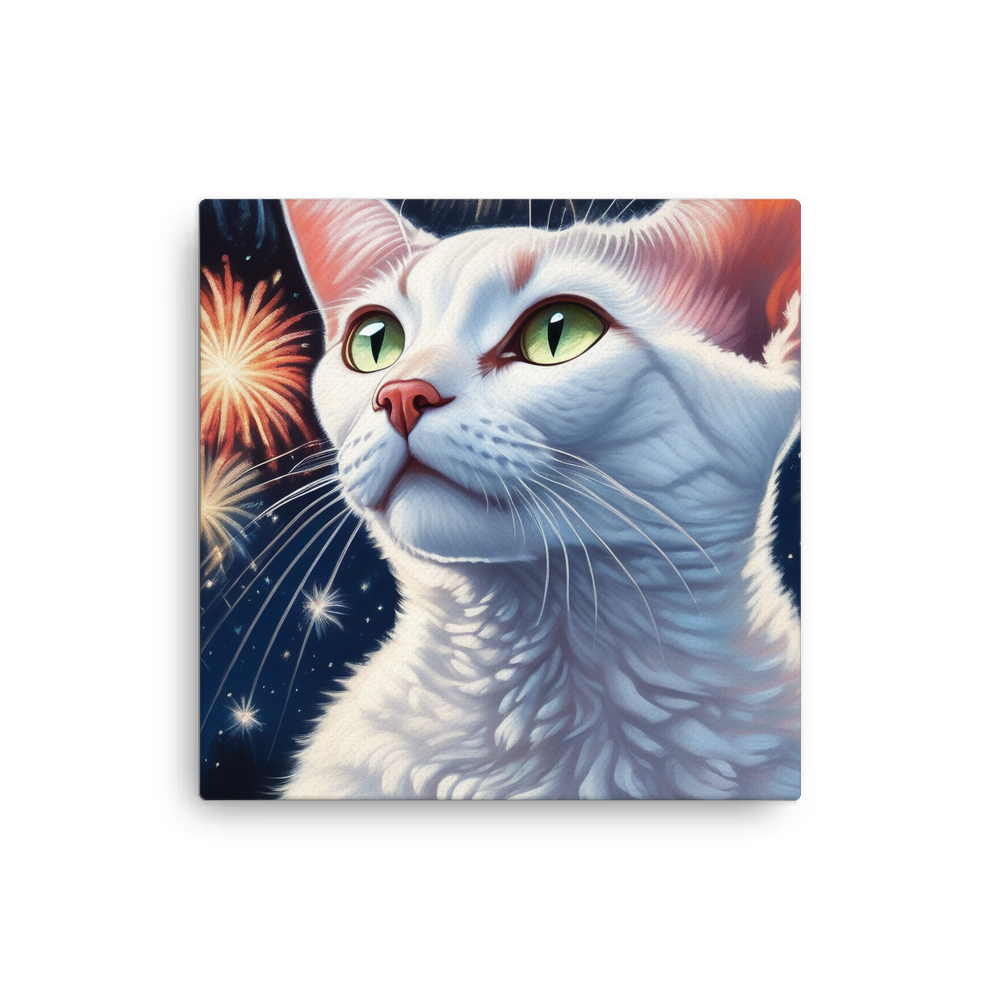 PugMug Custom White Devon Rex Cat Canvas