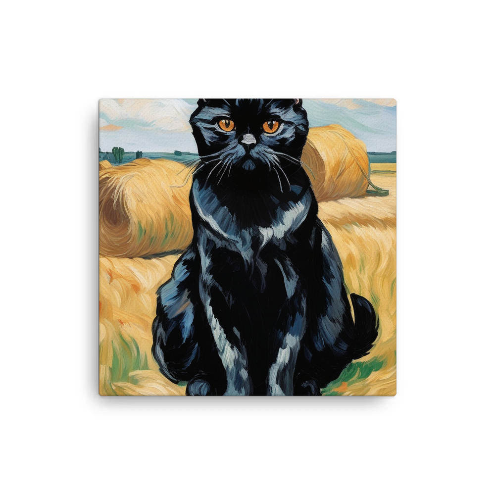 PugMug Custom Black Scottish Fold Cat Canvas