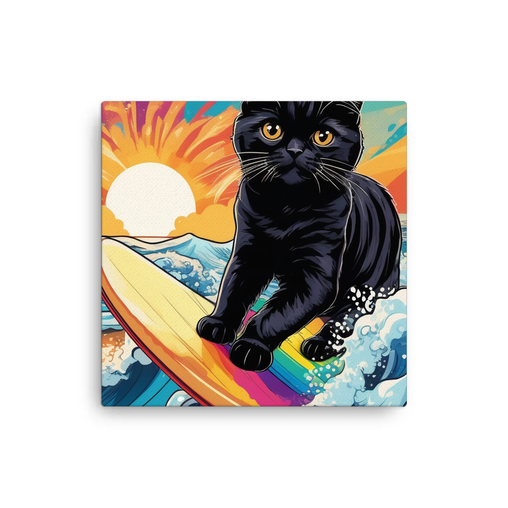 PugMug Custom Black Scottish Fold Cat Canvas