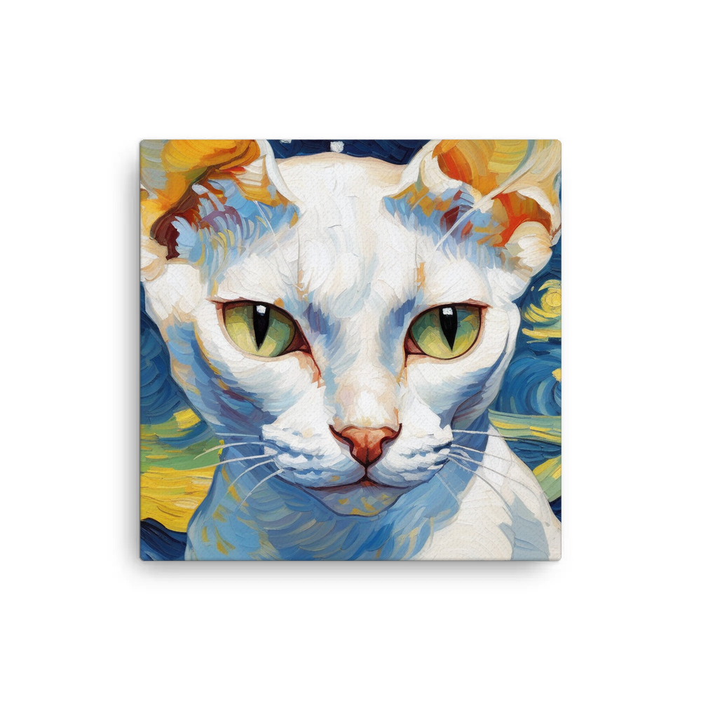 PugMug Custom White Devon Rex Cat Canvas
