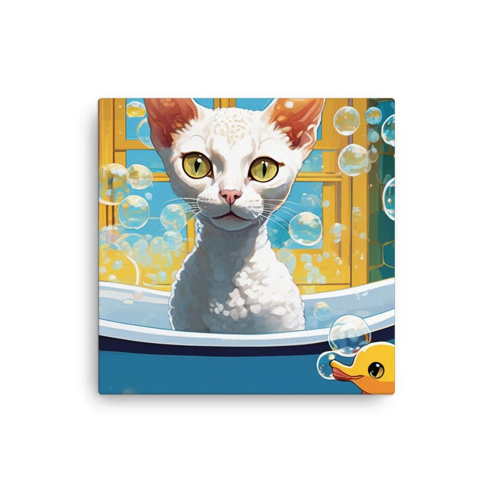 PugMug Custom White Devon Rex Cat Canvas