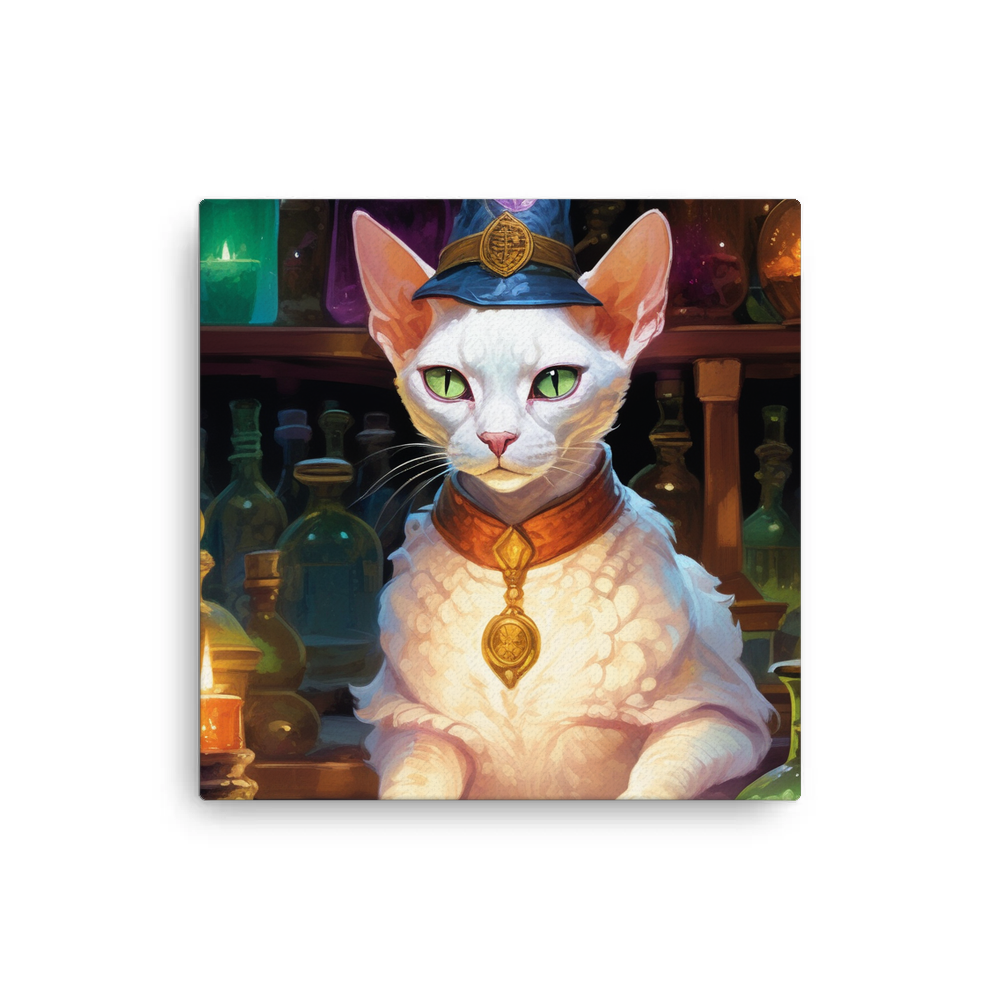 PugMug Custom White Devon Rex Cat Canvas