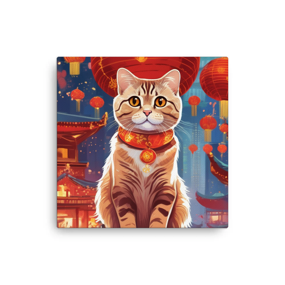 PugMug Custom Tabby Scottish Fold Cat Canvas