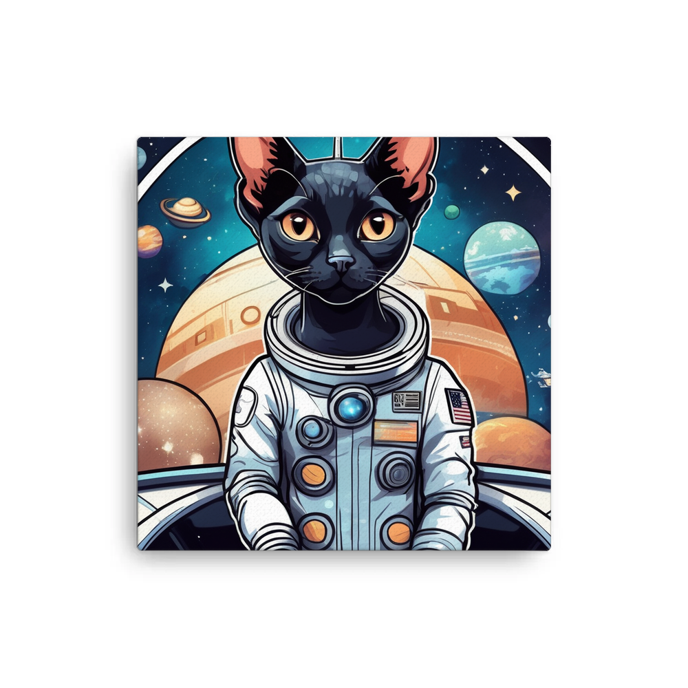 PugMug Custom Black Devon Rex Cat Canvas