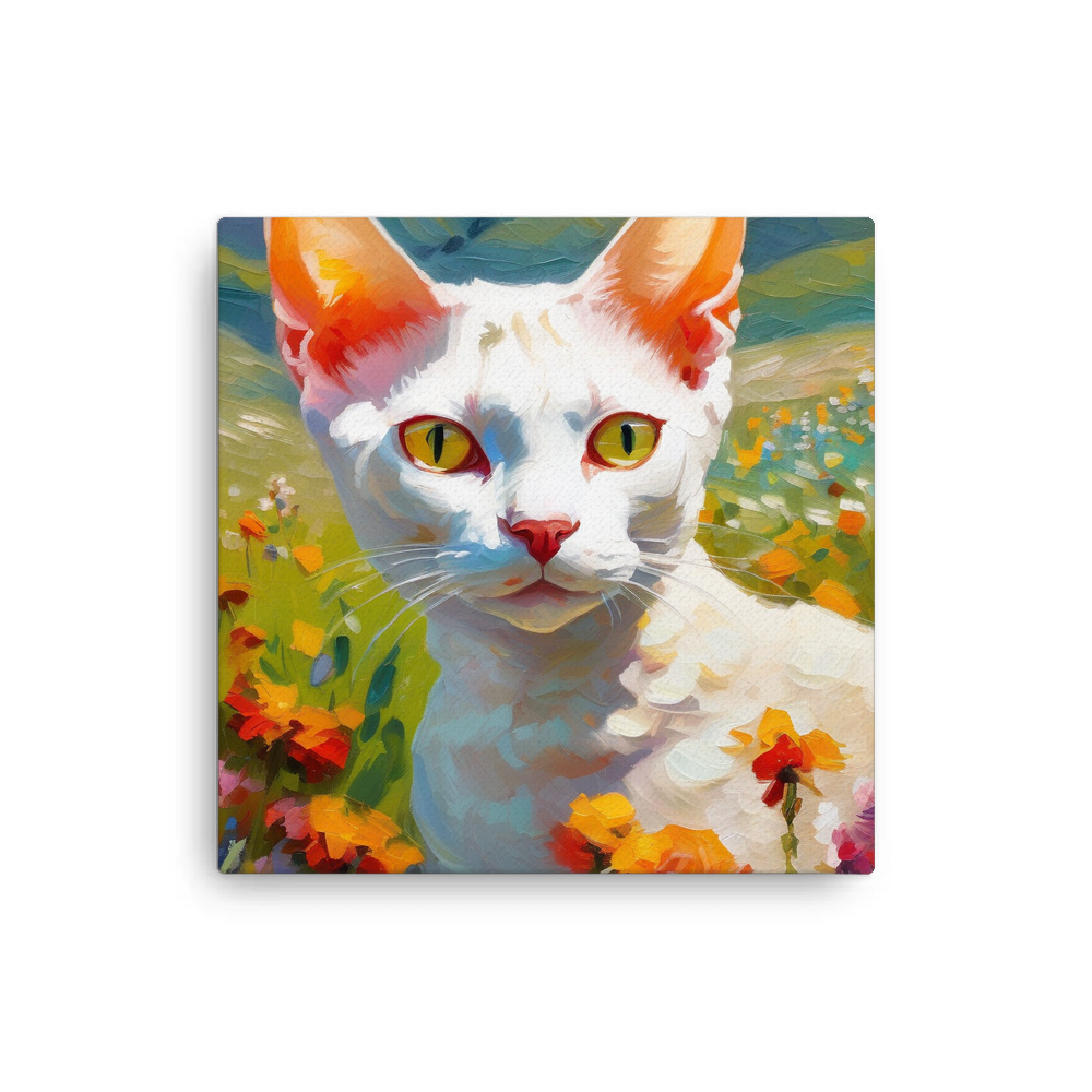 PugMug Custom White Devon Rex Cat Canvas