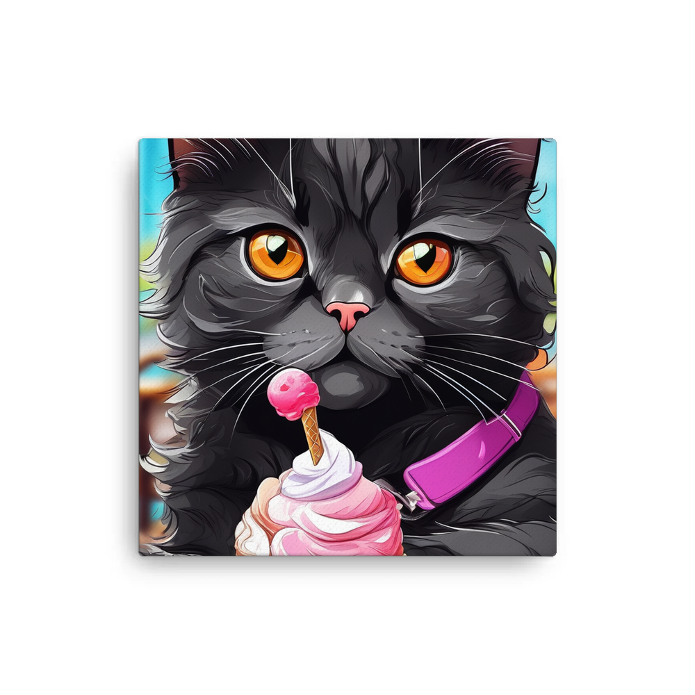 PugMug Custom Black Scottish Fold Cat Canvas