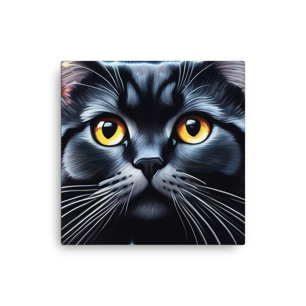 PugMug Custom Black Scottish Fold Cat Canvas