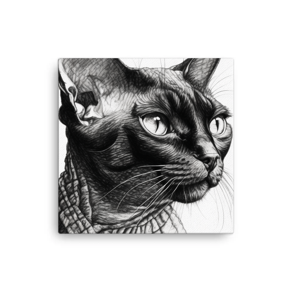 PugMug Custom Black Devon Rex Cat Canvas