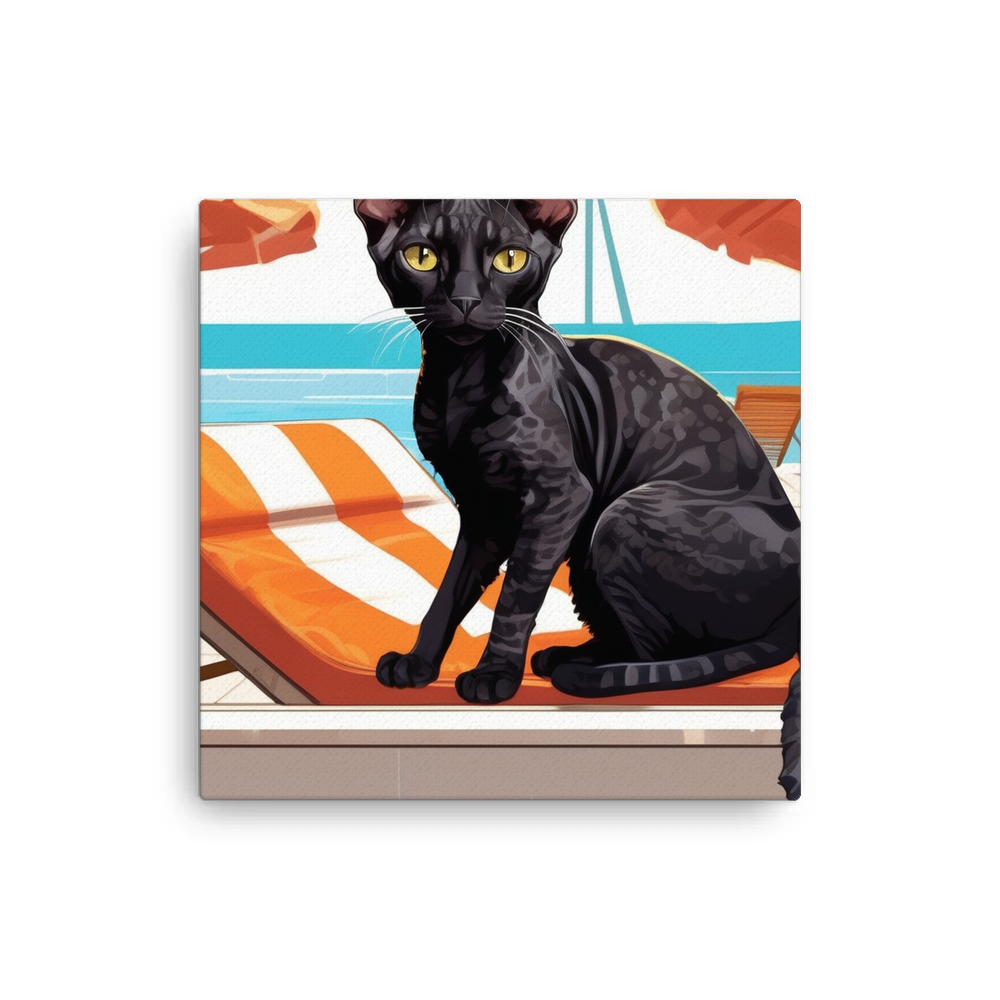 PugMug Custom Black Devon Rex Cat Canvas