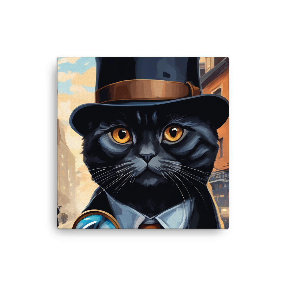 PugMug Custom Black Scottish Fold Cat Canvas