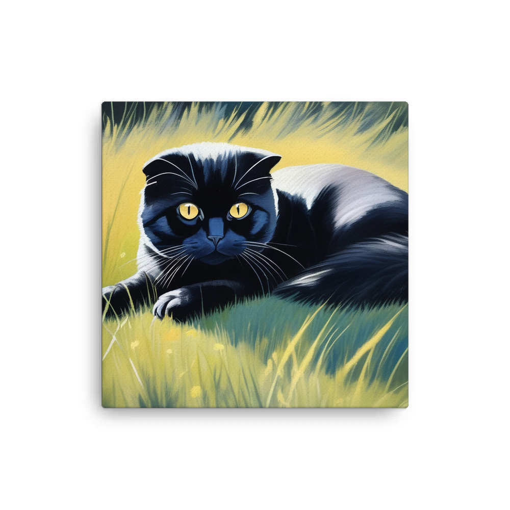 PugMug Custom Black Scottish Fold Cat Canvas