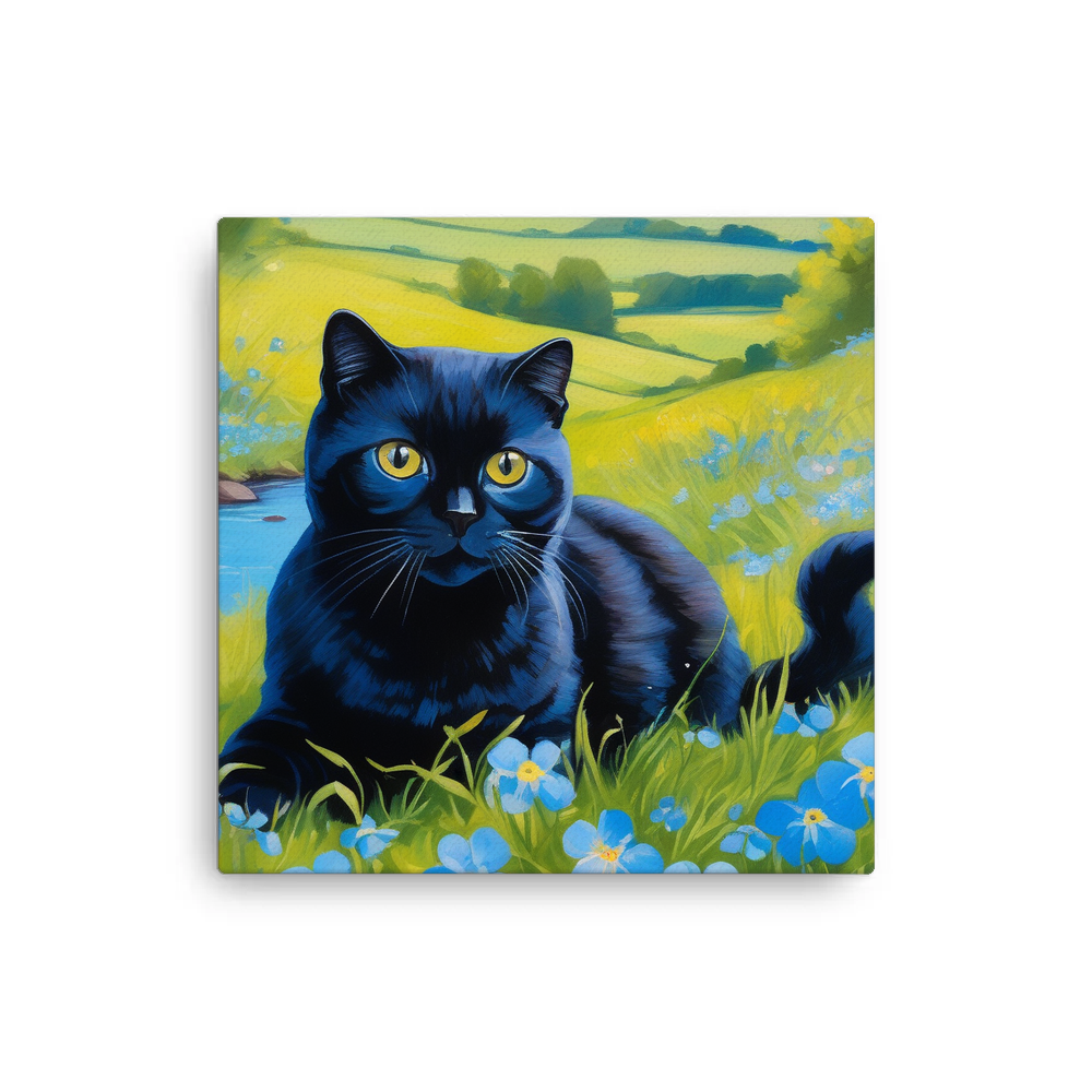 PugMug Custom Black Scottish Fold Cat Canvas