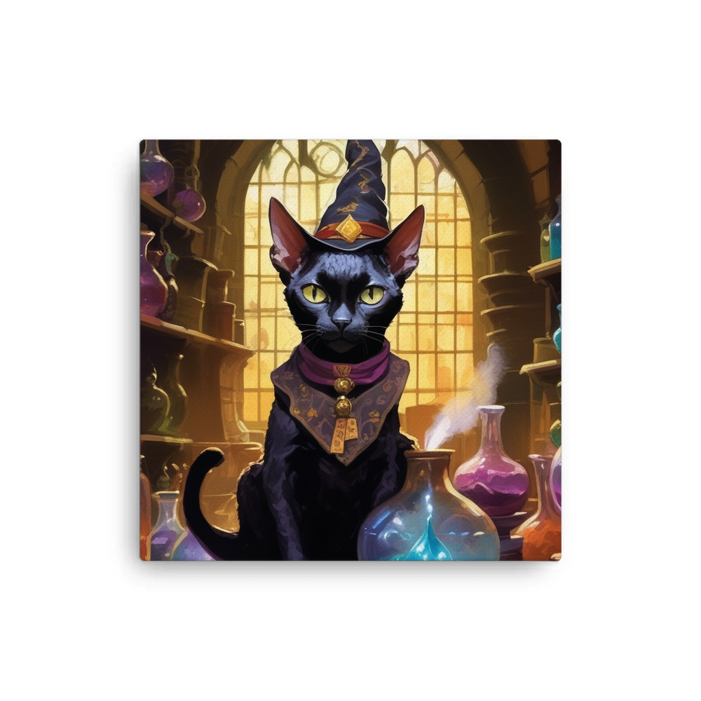 PugMug Custom Black Devon Rex Cat Canvas