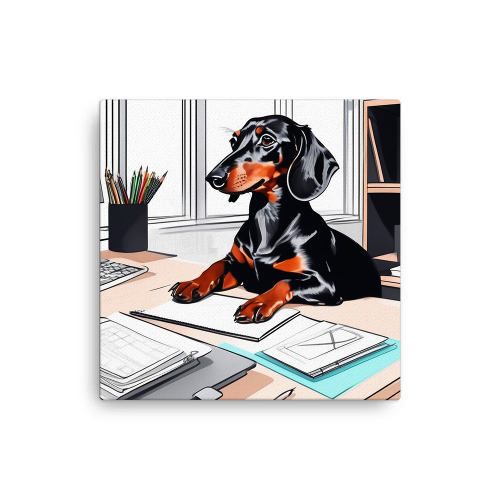 PugMug Custom Black Dachshund Canvas