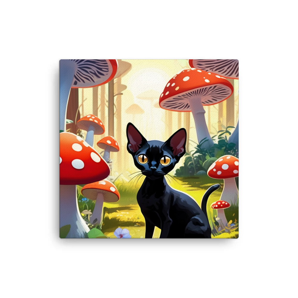 PugMug Custom Black Devon Rex Cat Canvas