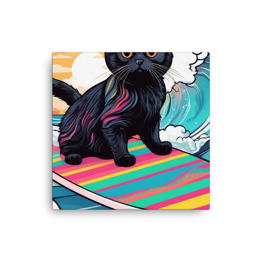 PugMug Custom Black Scottish Fold Cat Canvas