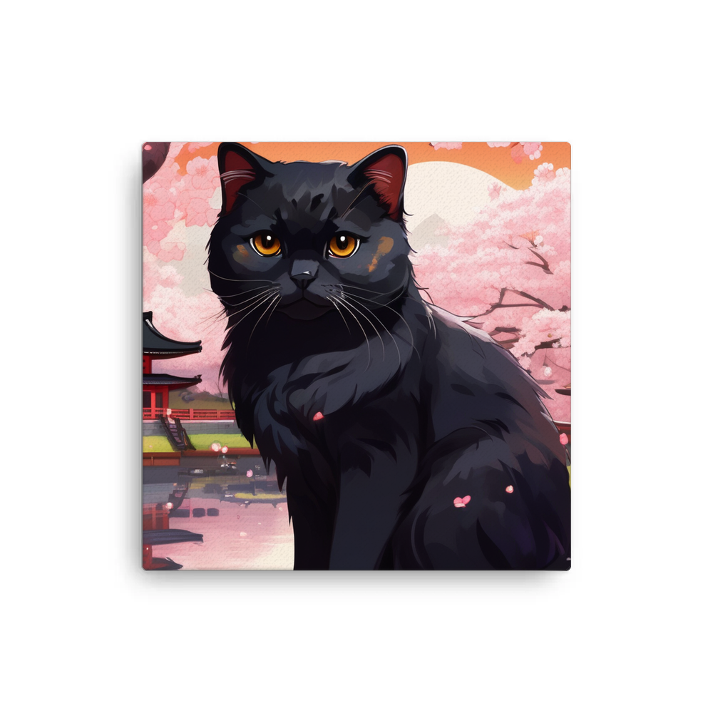 PugMug Custom Black Scottish Fold Cat Canvas