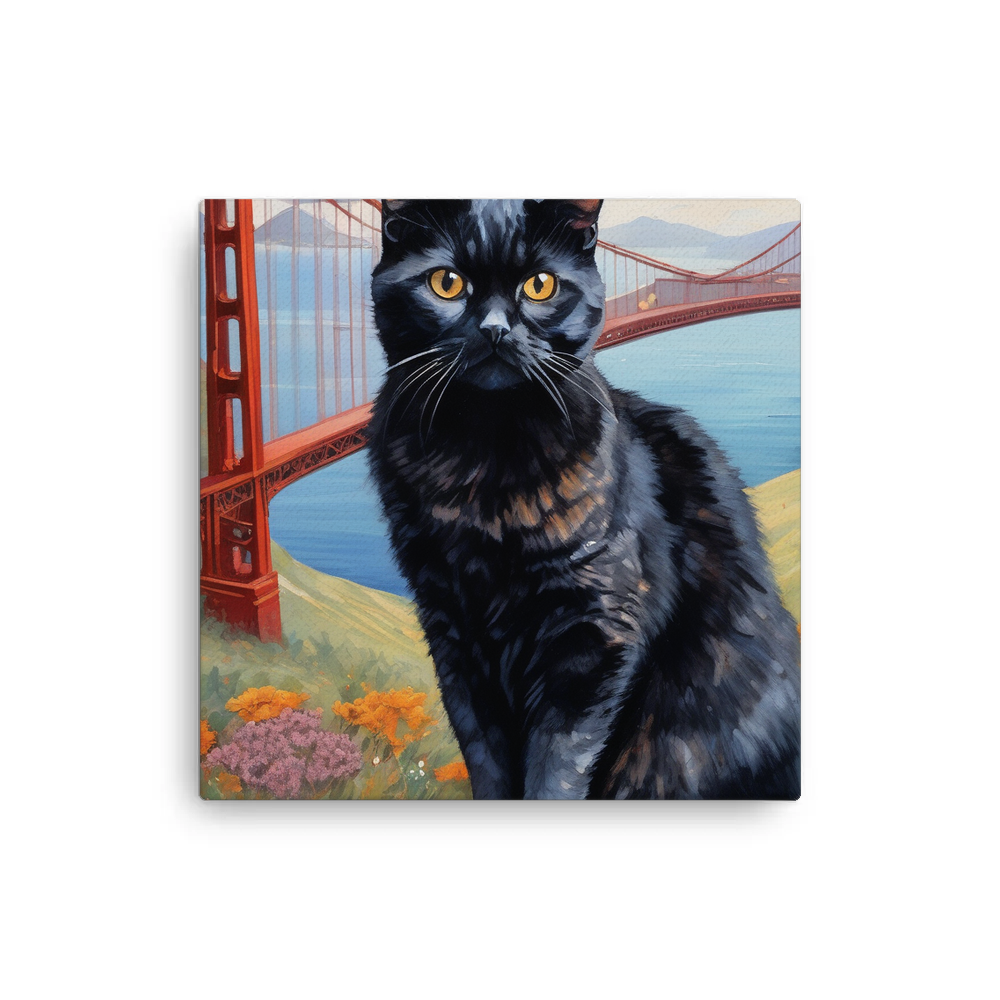 PugMug Custom Black Scottish Fold Cat Canvas