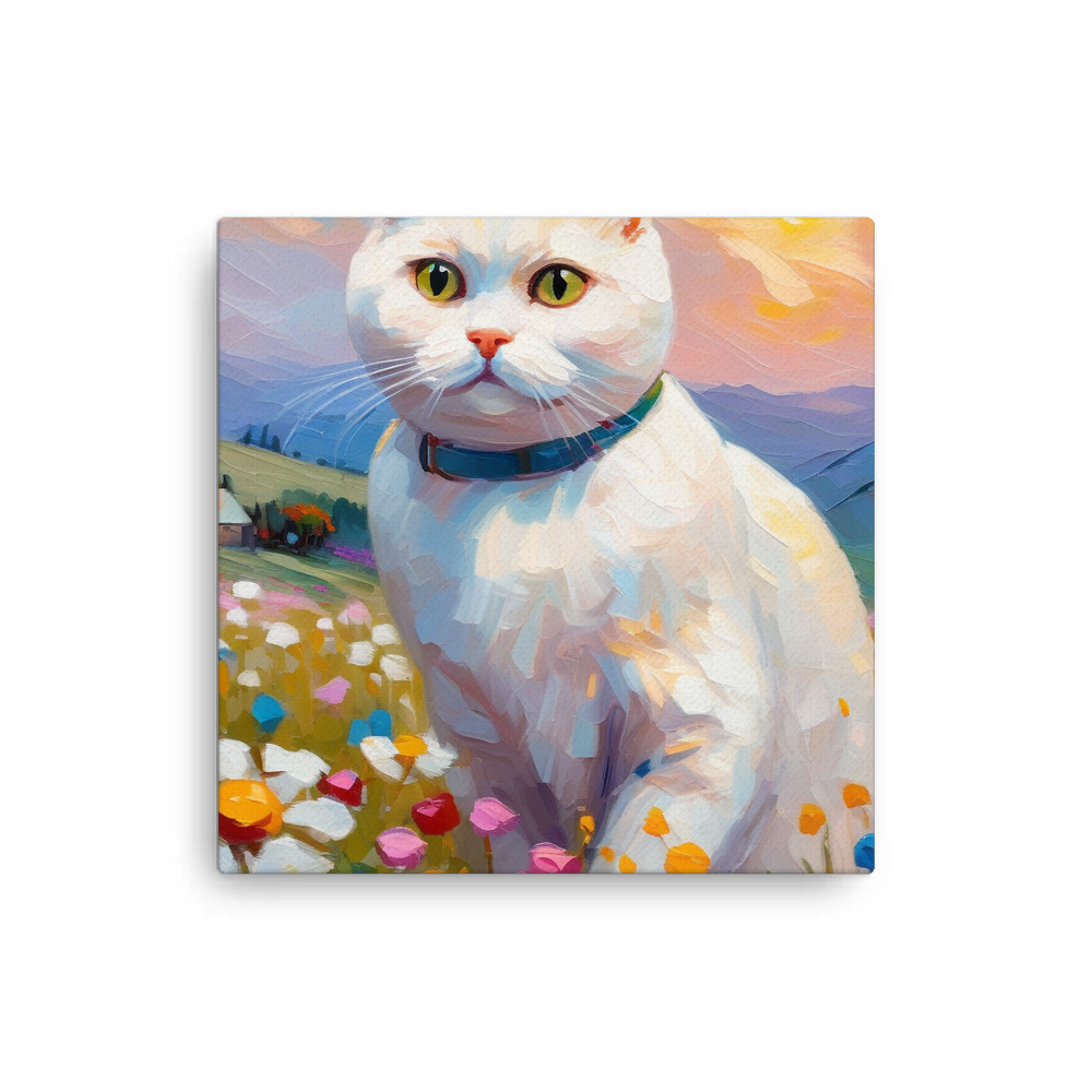 PugMug Custom White Scottish Fold Cat Canvas