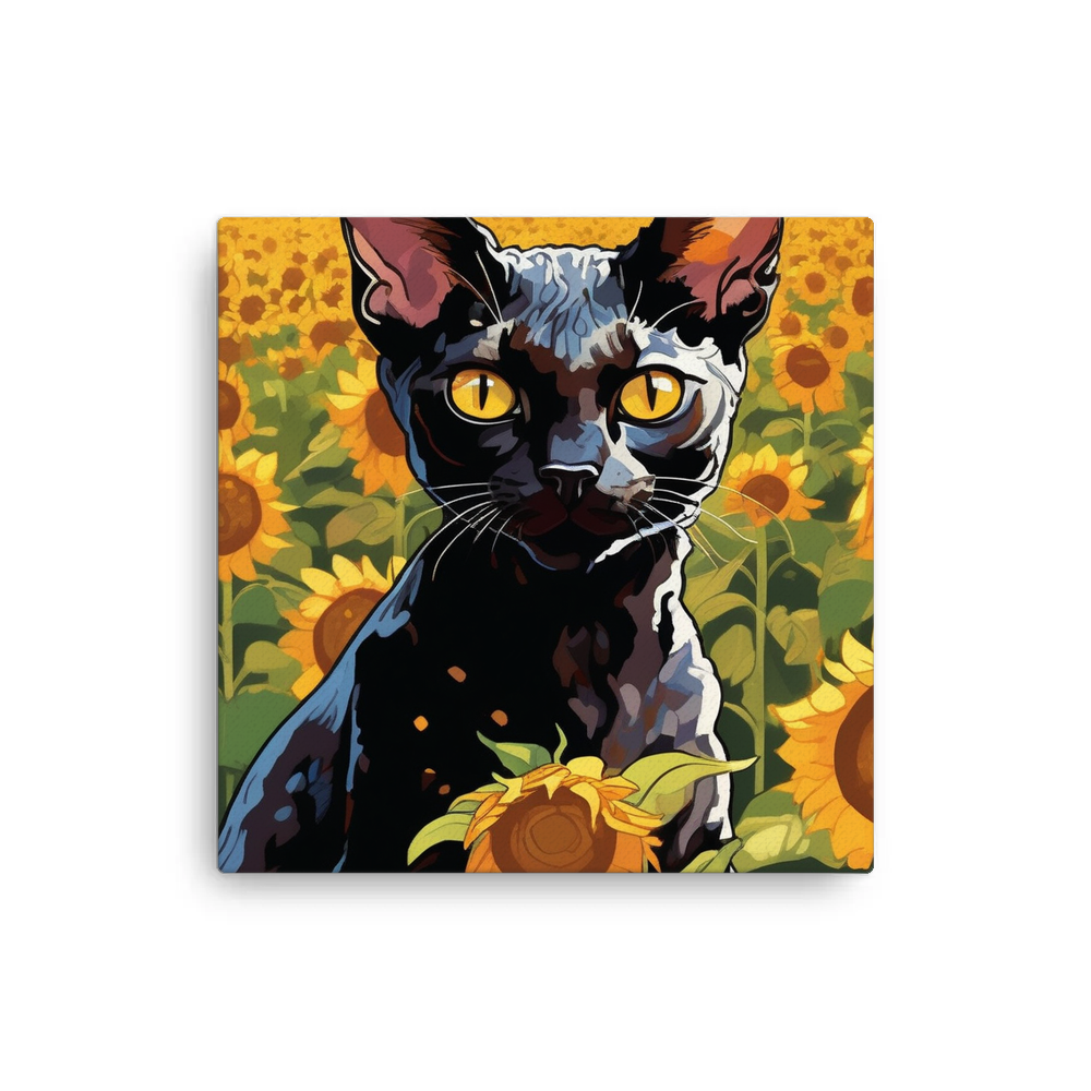 PugMug Custom Black Devon Rex Cat Canvas