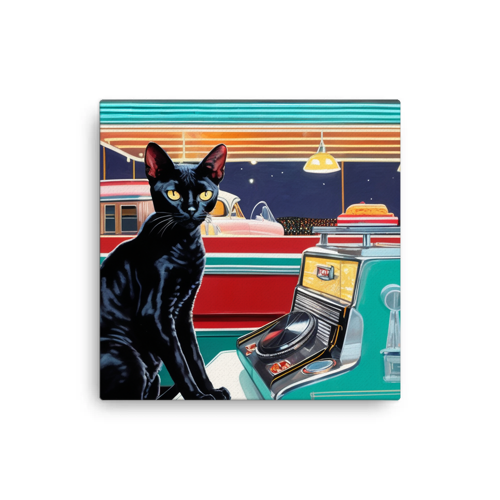 PugMug Custom Black Devon Rex Cat Canvas