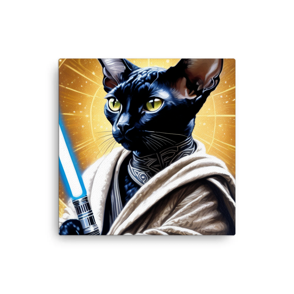 PugMug Custom Black Devon Rex Cat Canvas