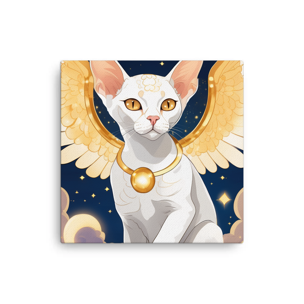 PugMug Custom White Devon Rex Cat Canvas