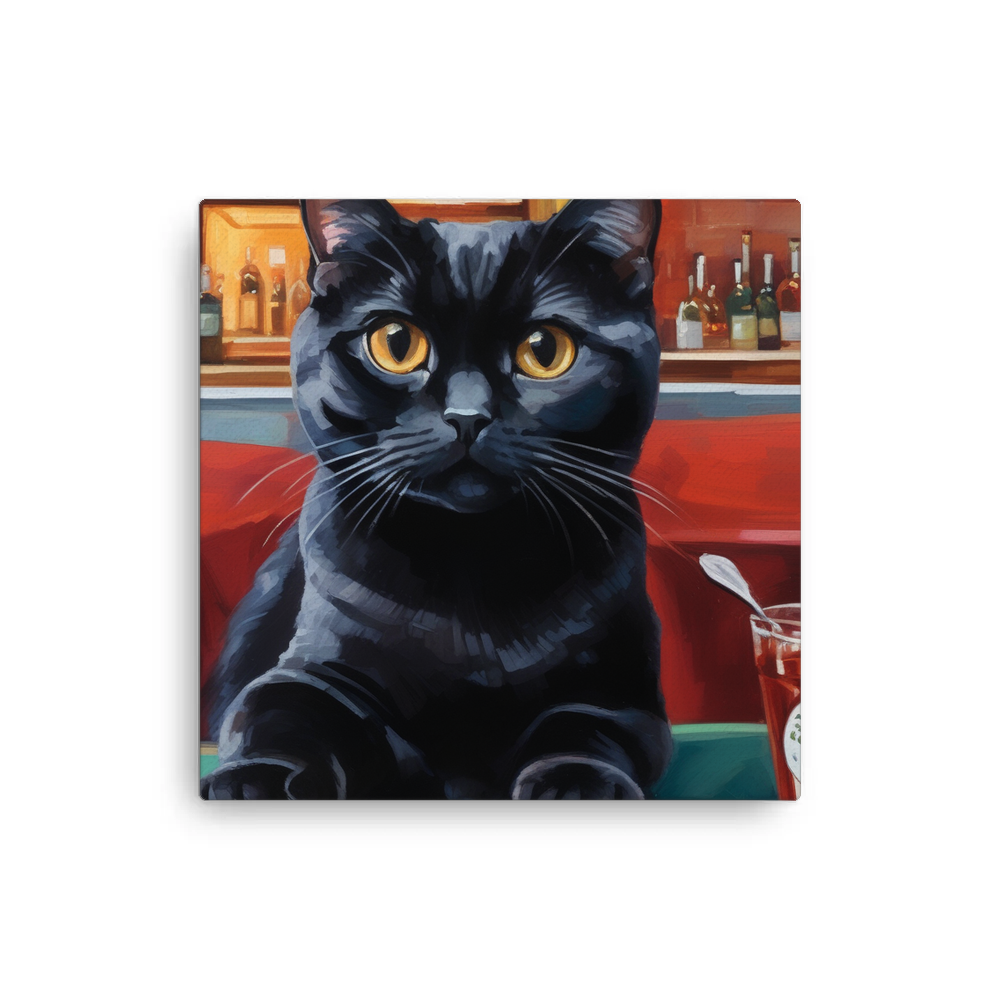 PugMug Custom Black Scottish Fold Cat Canvas