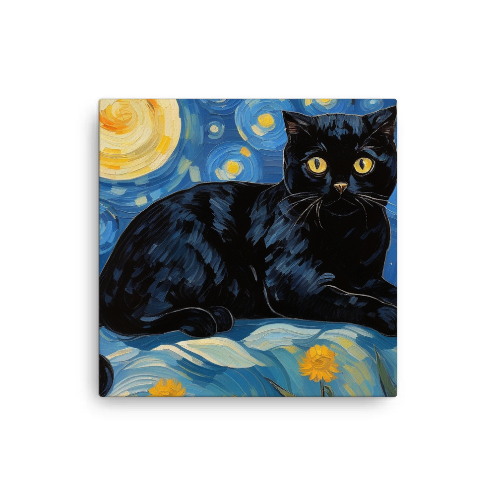 PugMug Custom Black Scottish Fold Cat Canvas