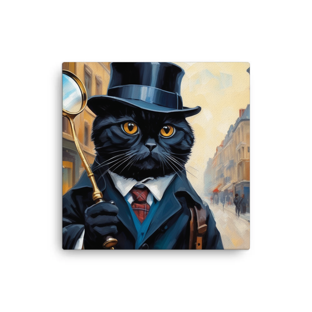 PugMug Custom Black Scottish Fold Cat Canvas