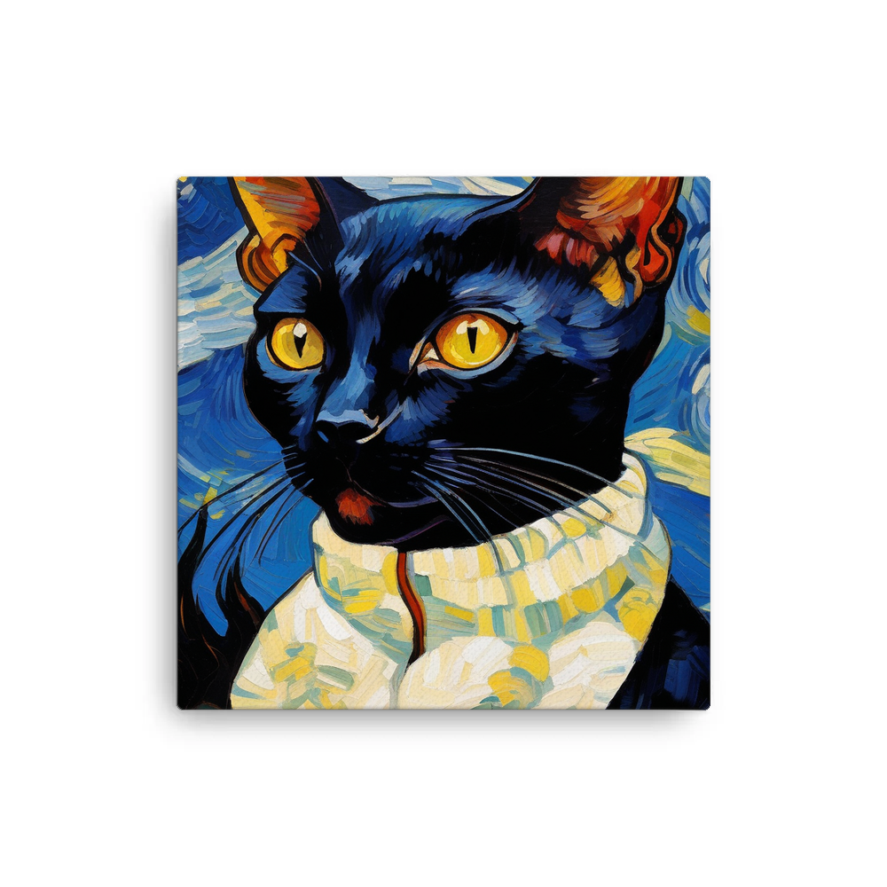 PugMug Custom Black Devon Rex Cat Canvas