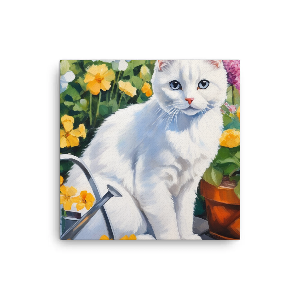PugMug Custom White Scottish Fold Cat Canvas