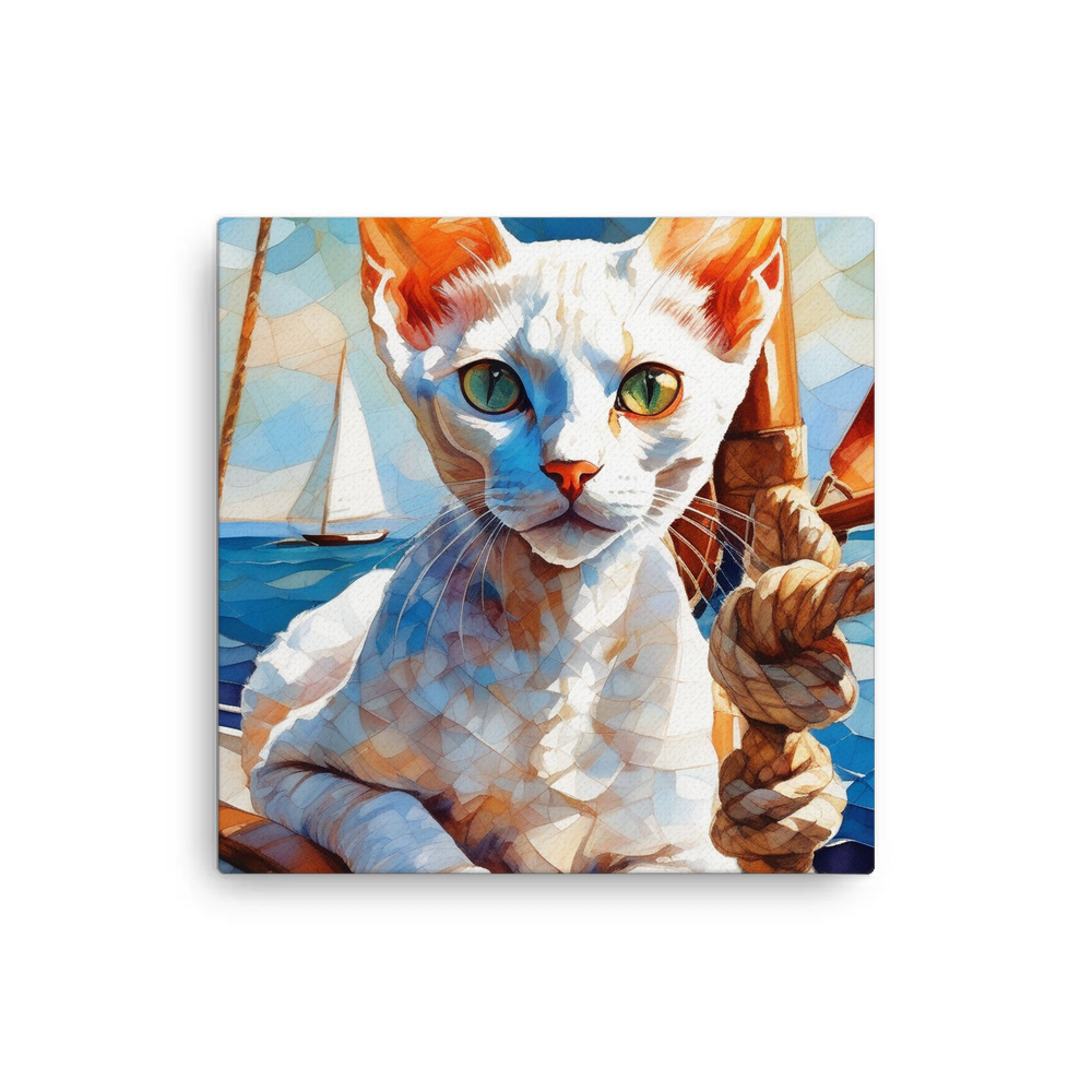 PugMug Custom White Devon Rex Cat Canvas
