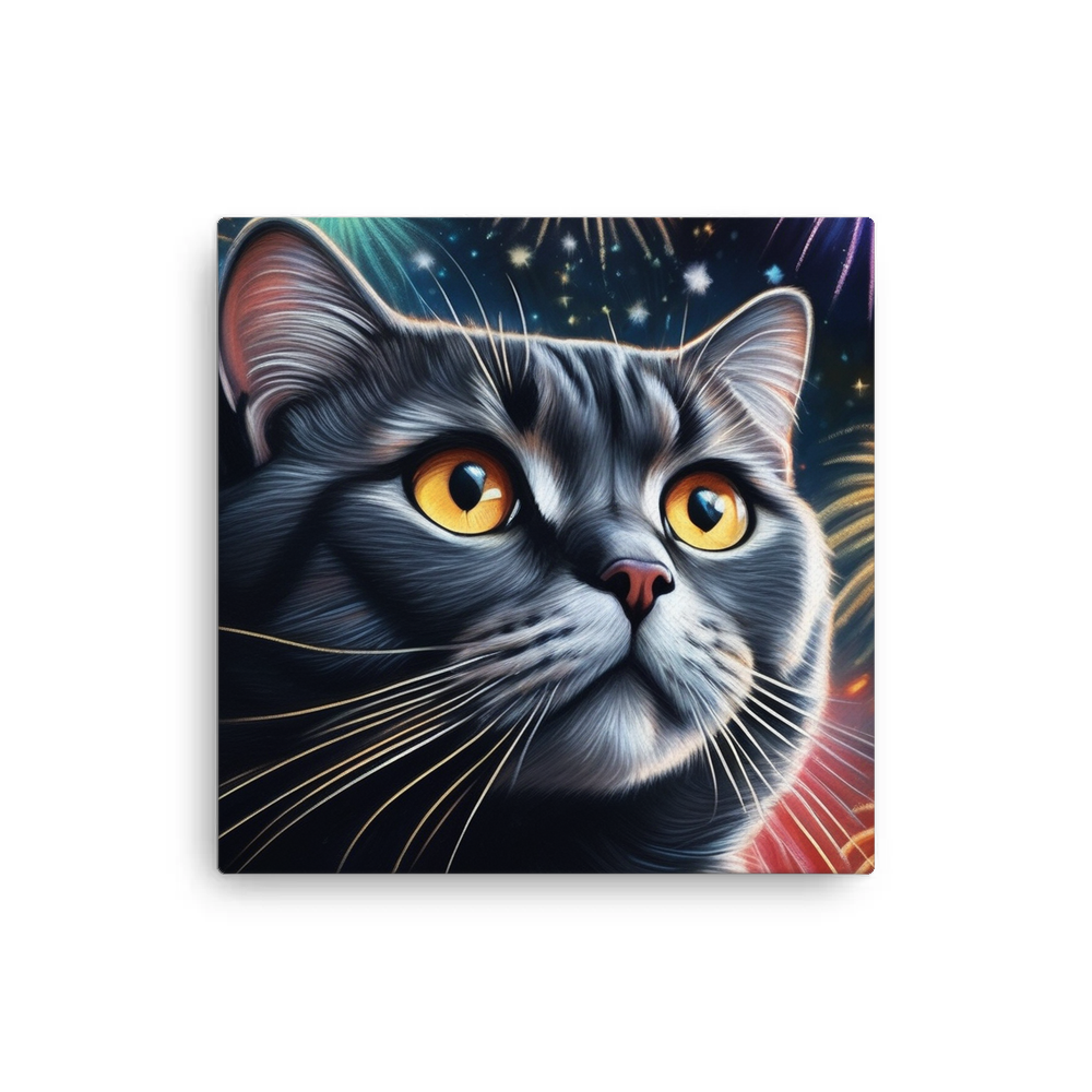 PugMug Custom Black Scottish Fold Cat Canvas