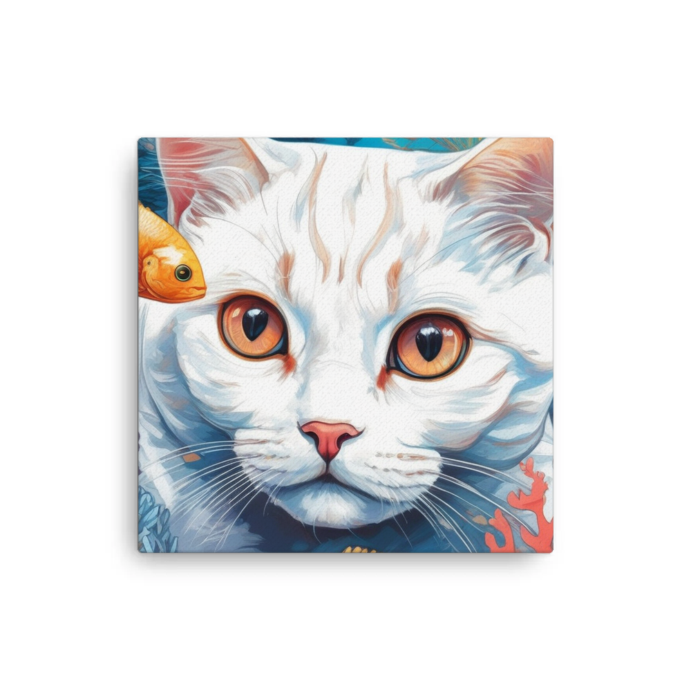 PugMug Custom White Scottish Fold Cat Canvas