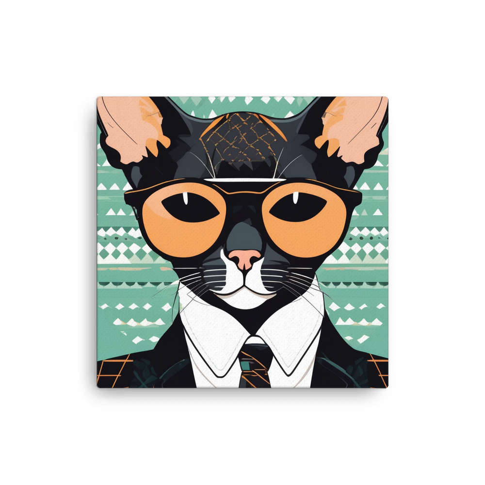 PugMug Custom Black Devon Rex Cat Canvas