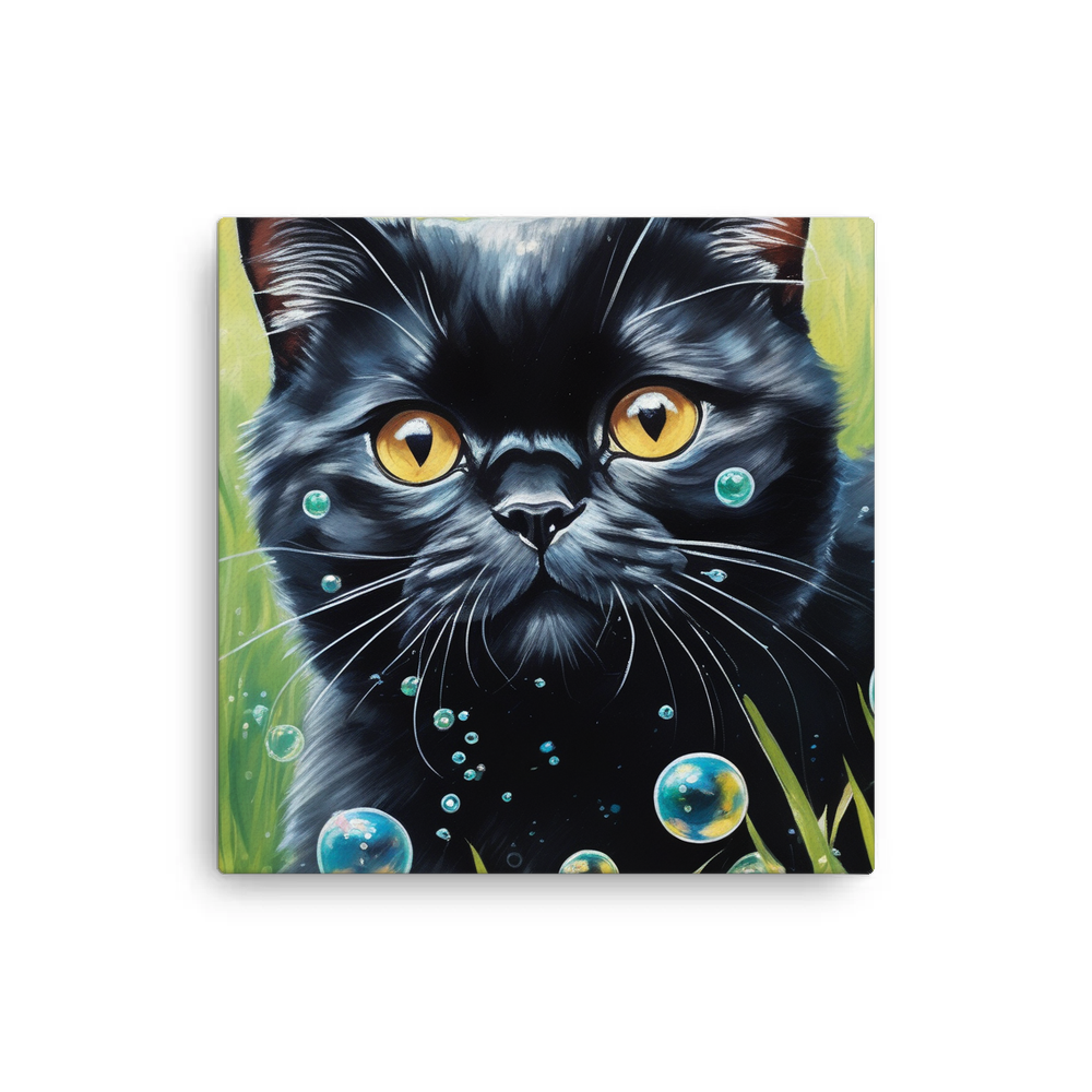PugMug Custom Black Scottish Fold Cat Canvas