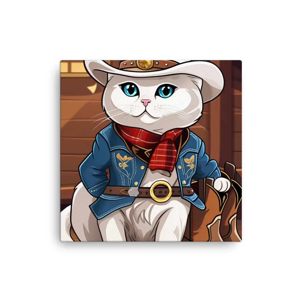 PugMug Custom White Scottish Fold Cat Canvas