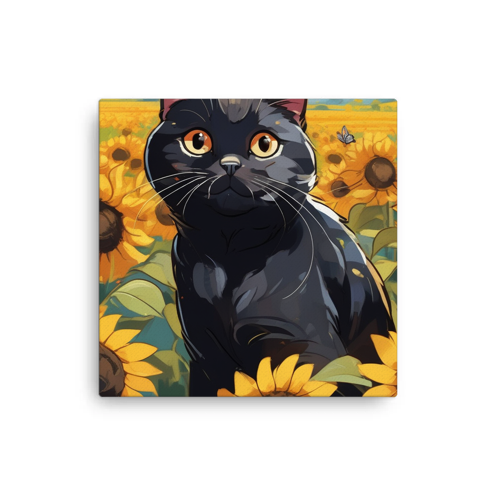 PugMug Custom Black Scottish Fold Cat Canvas