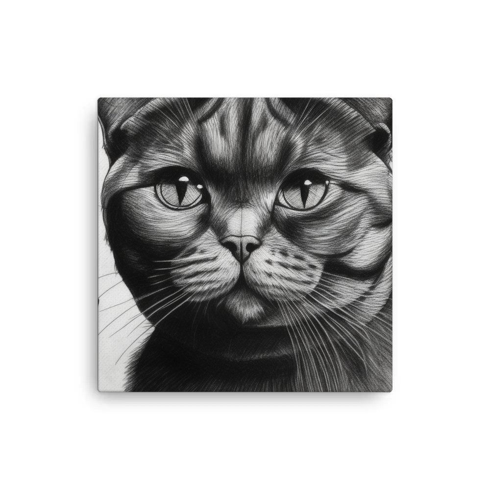 PugMug Custom Black Scottish Fold Cat Canvas