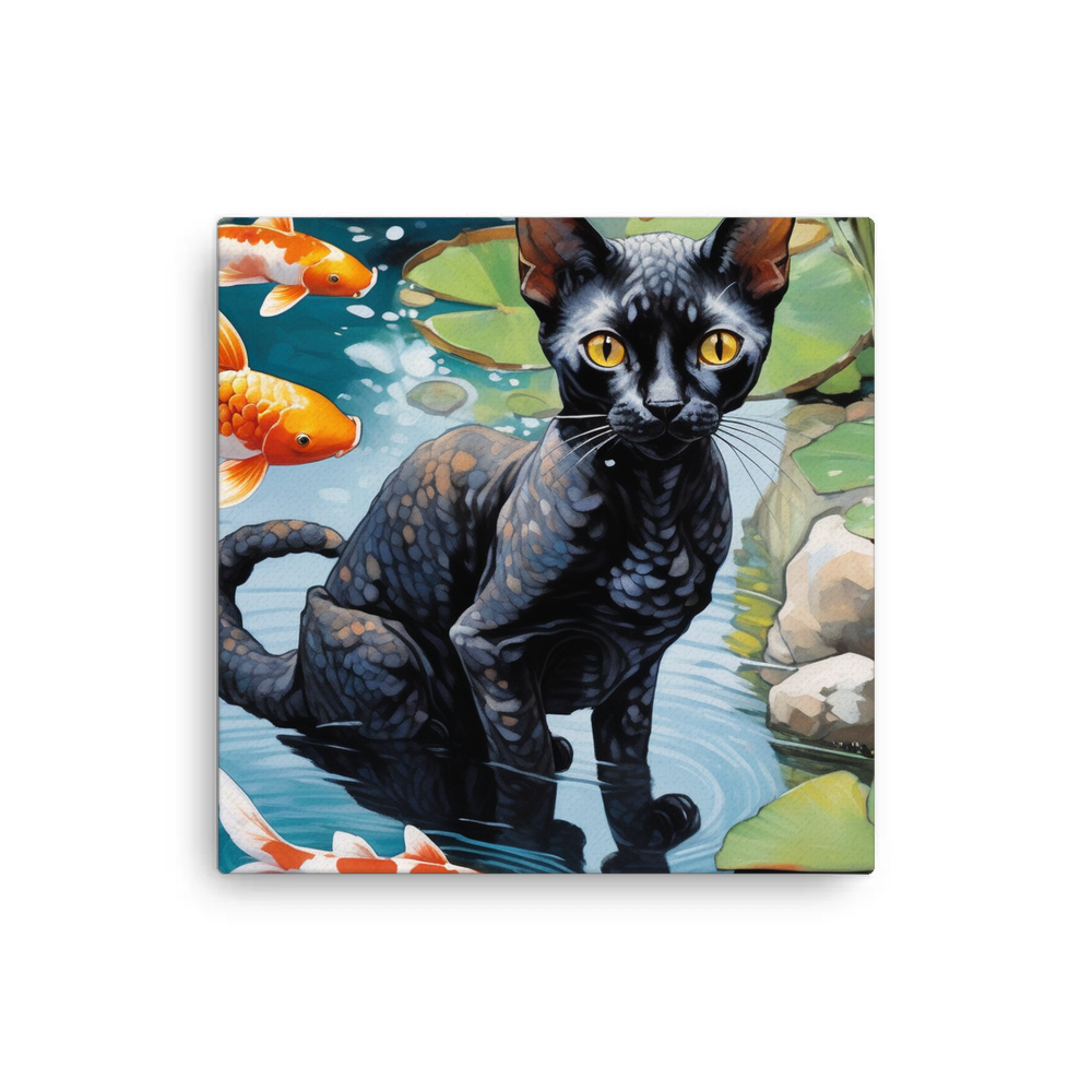 PugMug Custom Black Devon Rex Cat Canvas