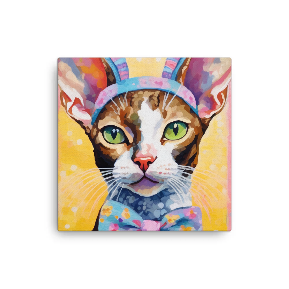PugMug Custom Tabby Devon Rex Cat Canvas
